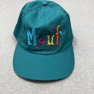 Otto Cap Maui Hawaii Teal Scrunch Stretch Cap Hat Nylon Vintage Y2K Colorful